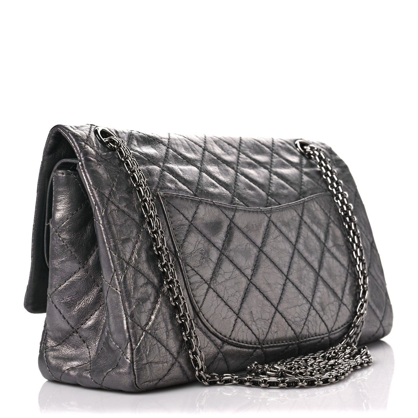 Metallic Aged Calfskin Quilted 2.55 Reissue 226 Flap Silver