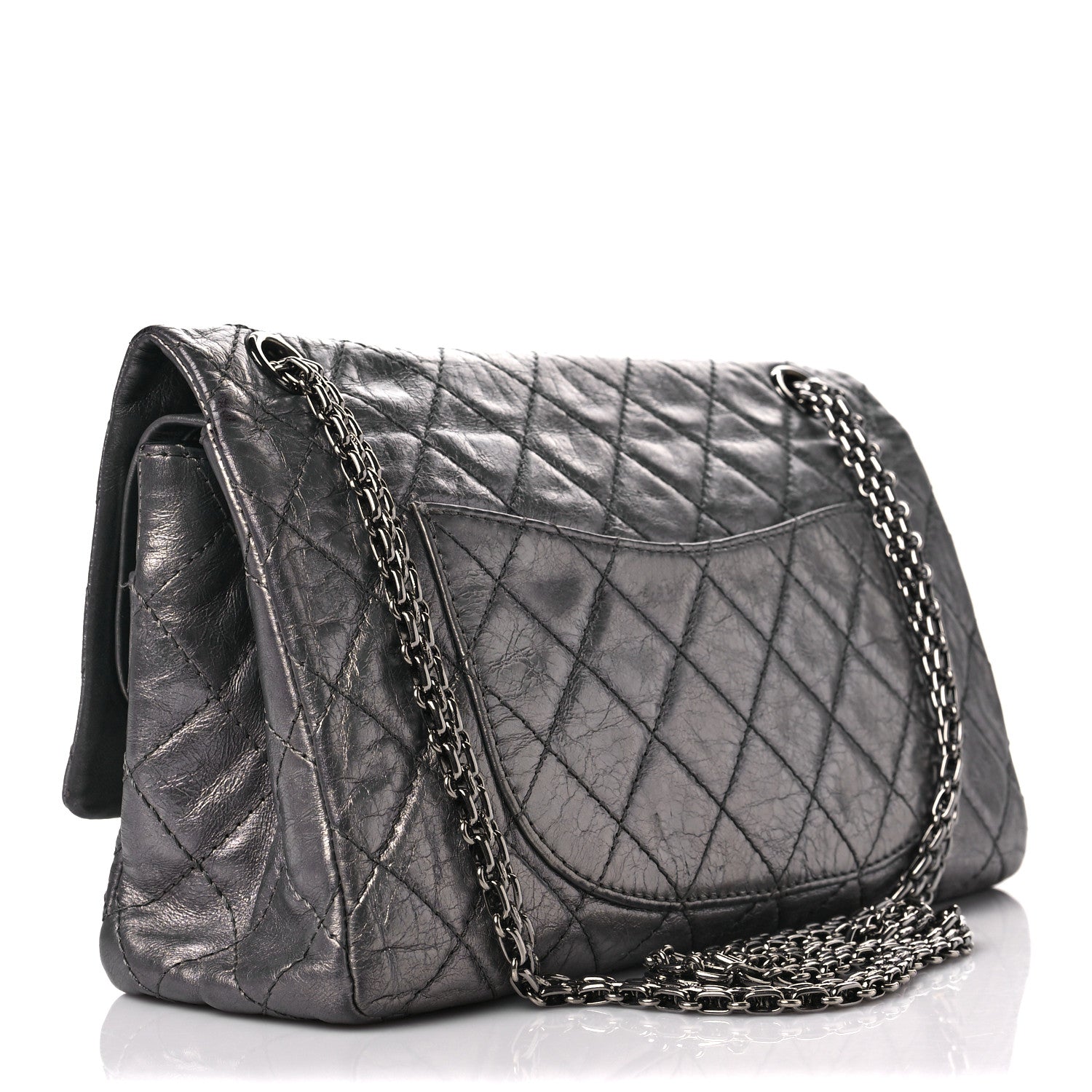 Chanel Metallic Aged Calfskin Quilted 2.55 Reissue 226 Flap Silver 4 of 8