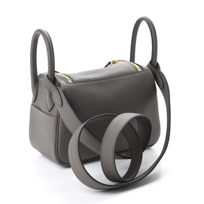 Hermes Taurillon Clemence Mini Lindy 20 Etain 3 of 10