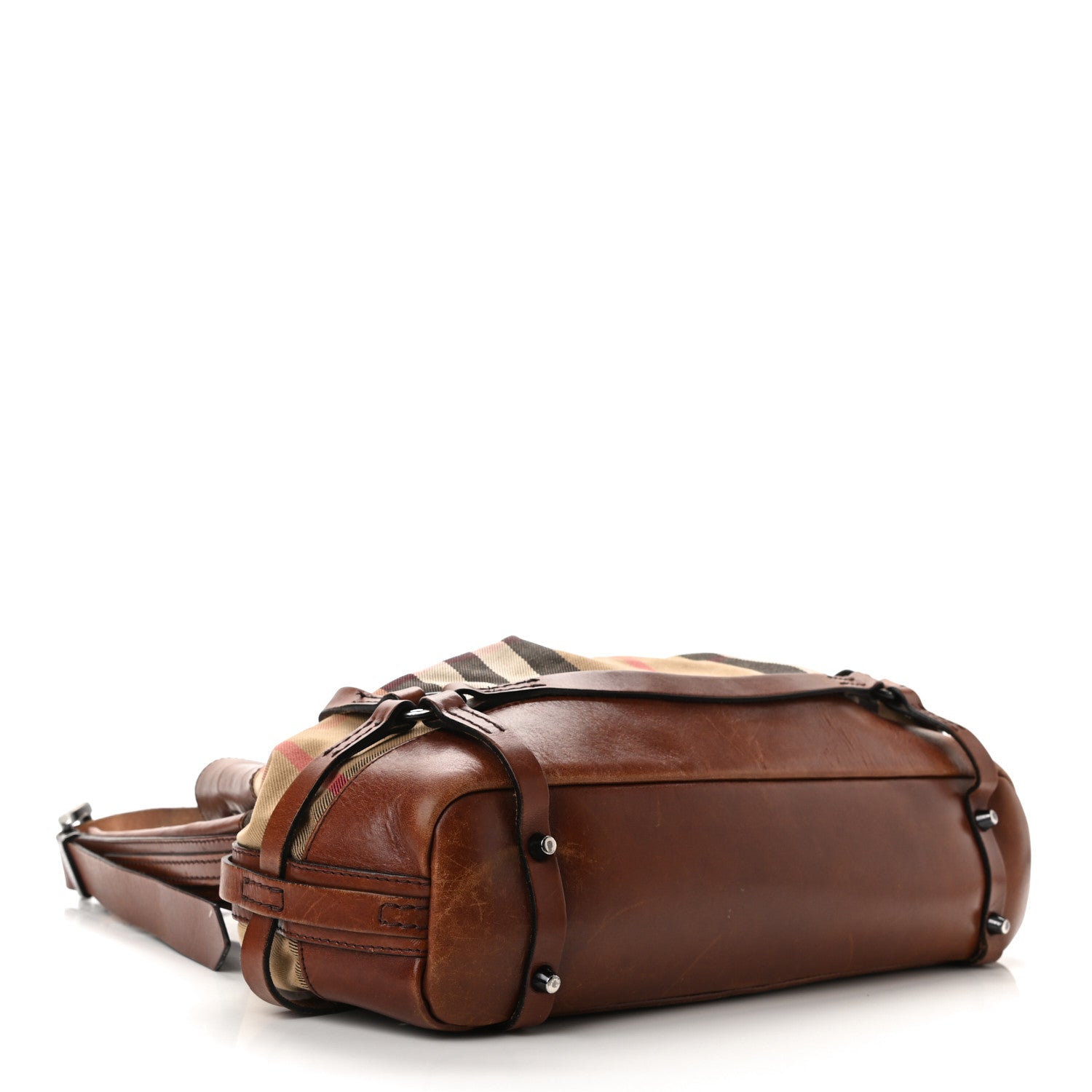 Burberry Bridle Calfskin House Check Kenton Hobo Brown 4 of 16