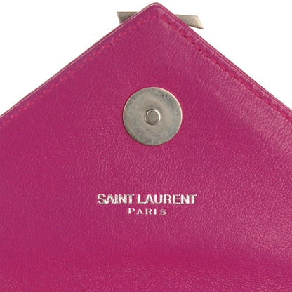 Saint Laurent Sheepskin Matelasse Chevron Classic Monogram Baby Chain Bag Electric Pink 6 of 7