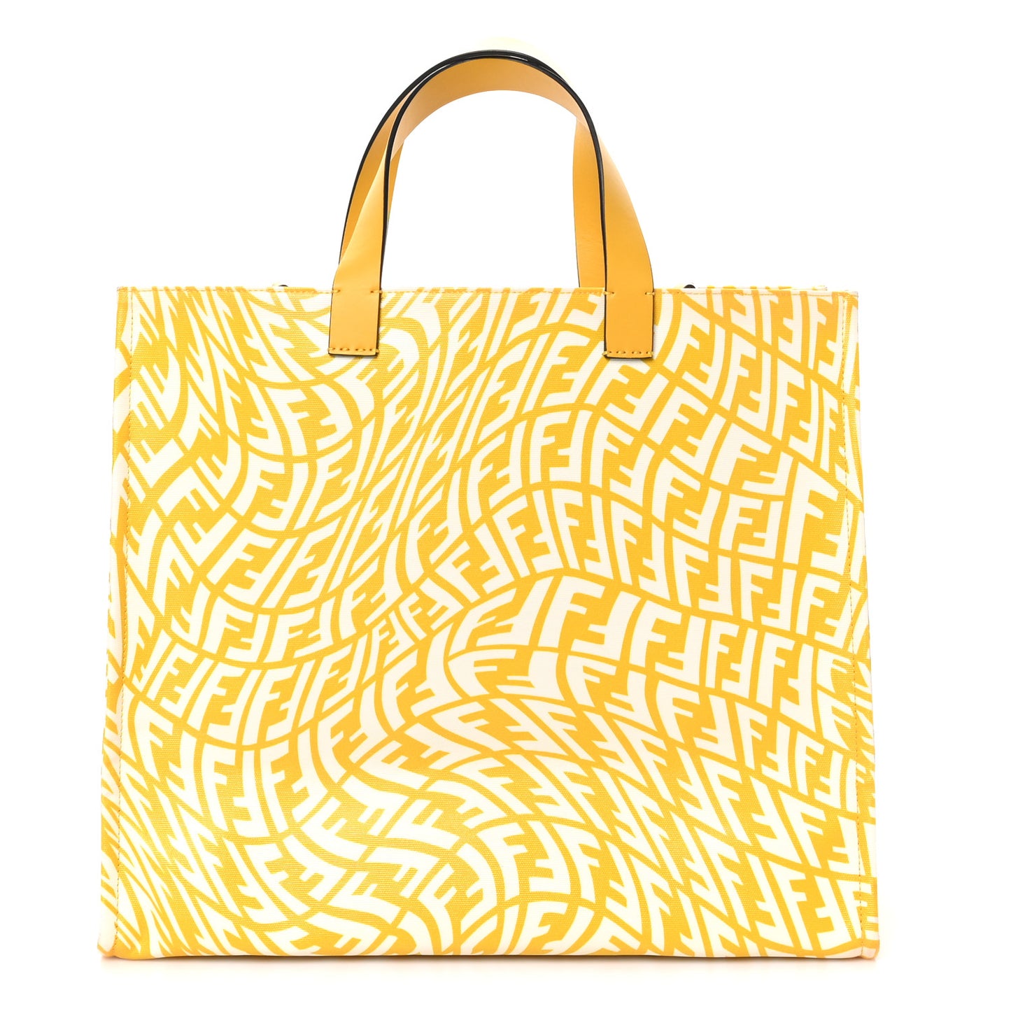 X SARAH COLEMAN Glazed Canvas Vitello King FF Vertigo Shopping Tote Bag Mimosa White