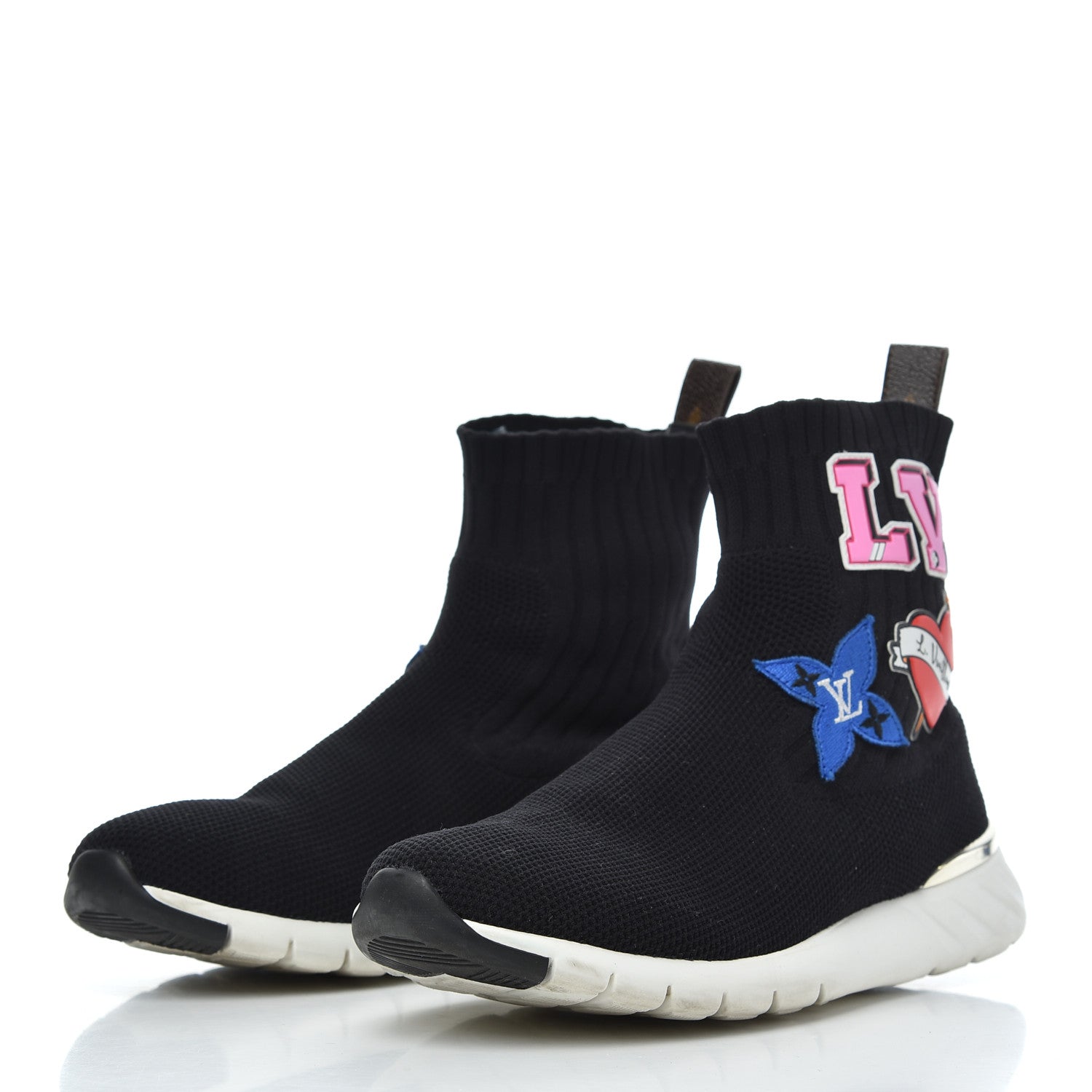 Louis Vuitton Stretch Fabric LV Black Heart Sock Sneaker 39 Black 3 of 18