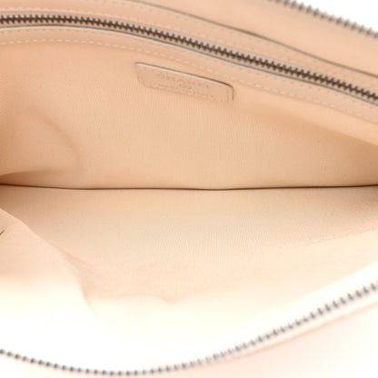 Chanel Shiny Calfskin Crystal Pearl Logo Cosmetic Case White 5 of 10