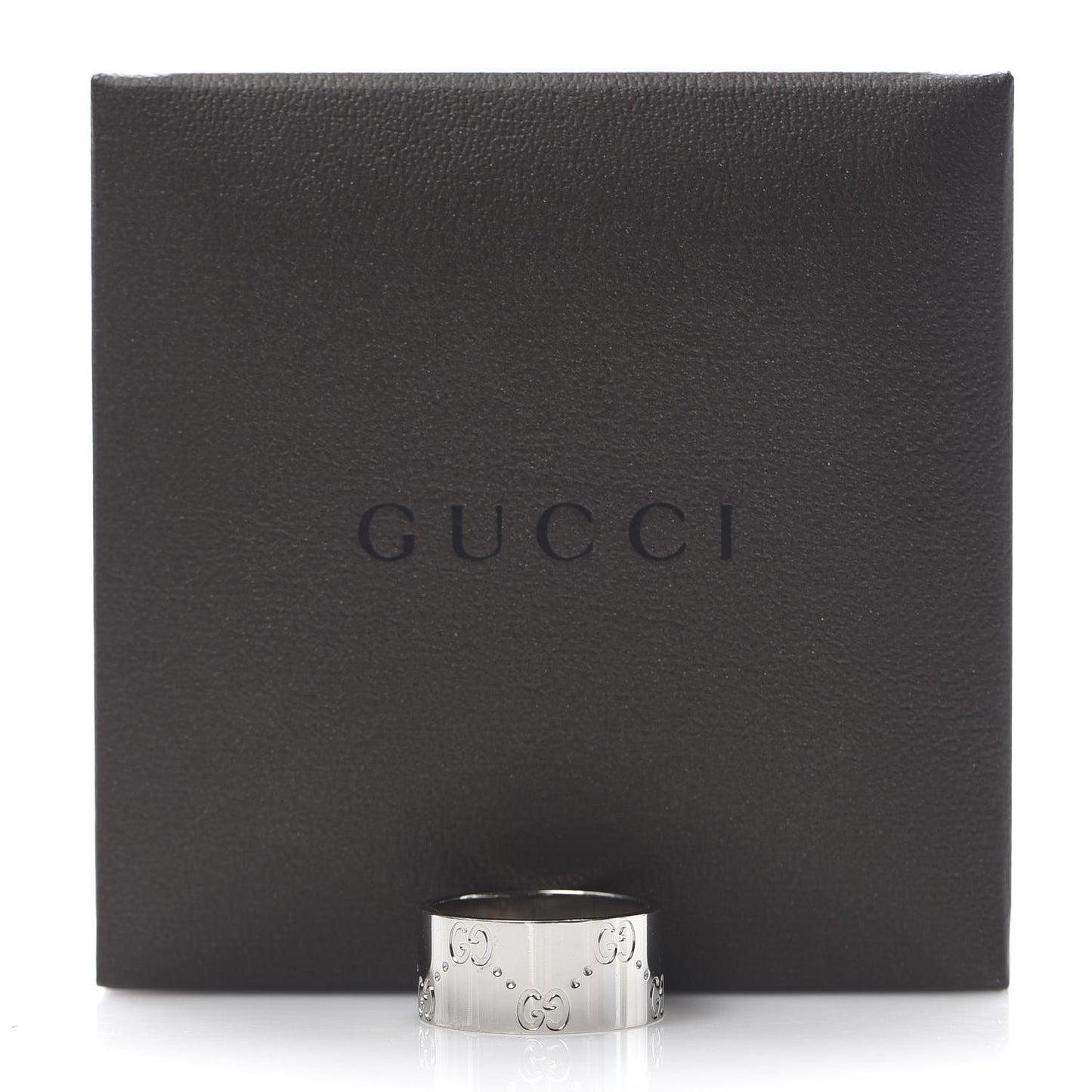 18K White Gold 9mm Icon Band Ring 54 6.75