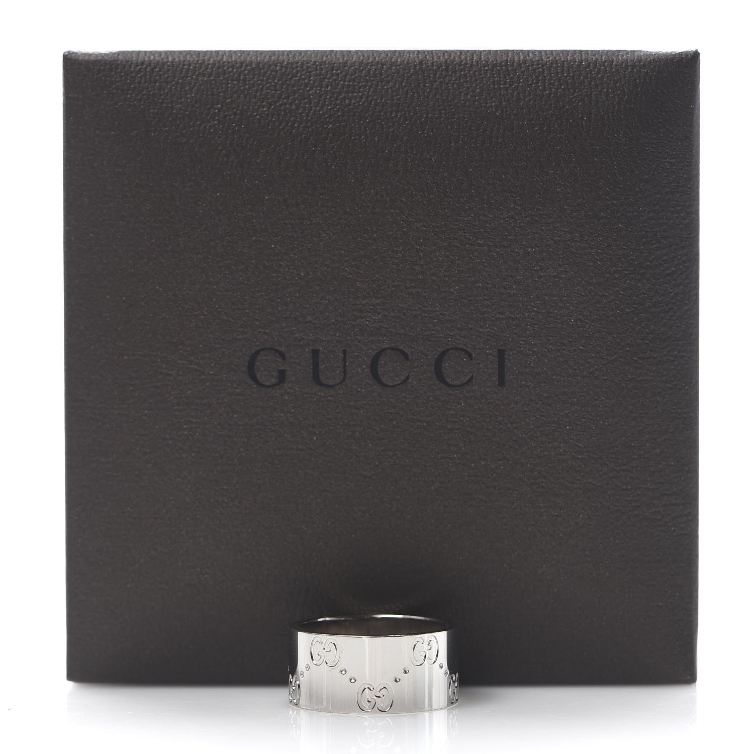 Gucci 18K White Gold 9mm Icon Band Ring 54 6.75 5 of 5