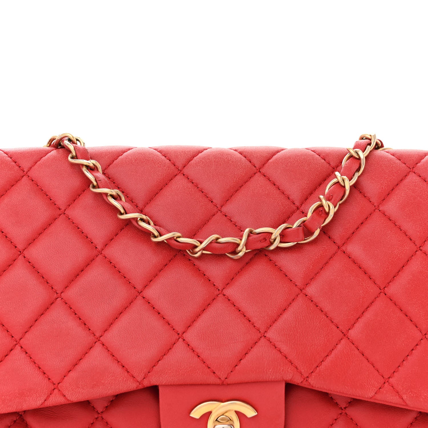 Chanel Lambskin Quilted Large Now and Forever Flap Red 8 of 14