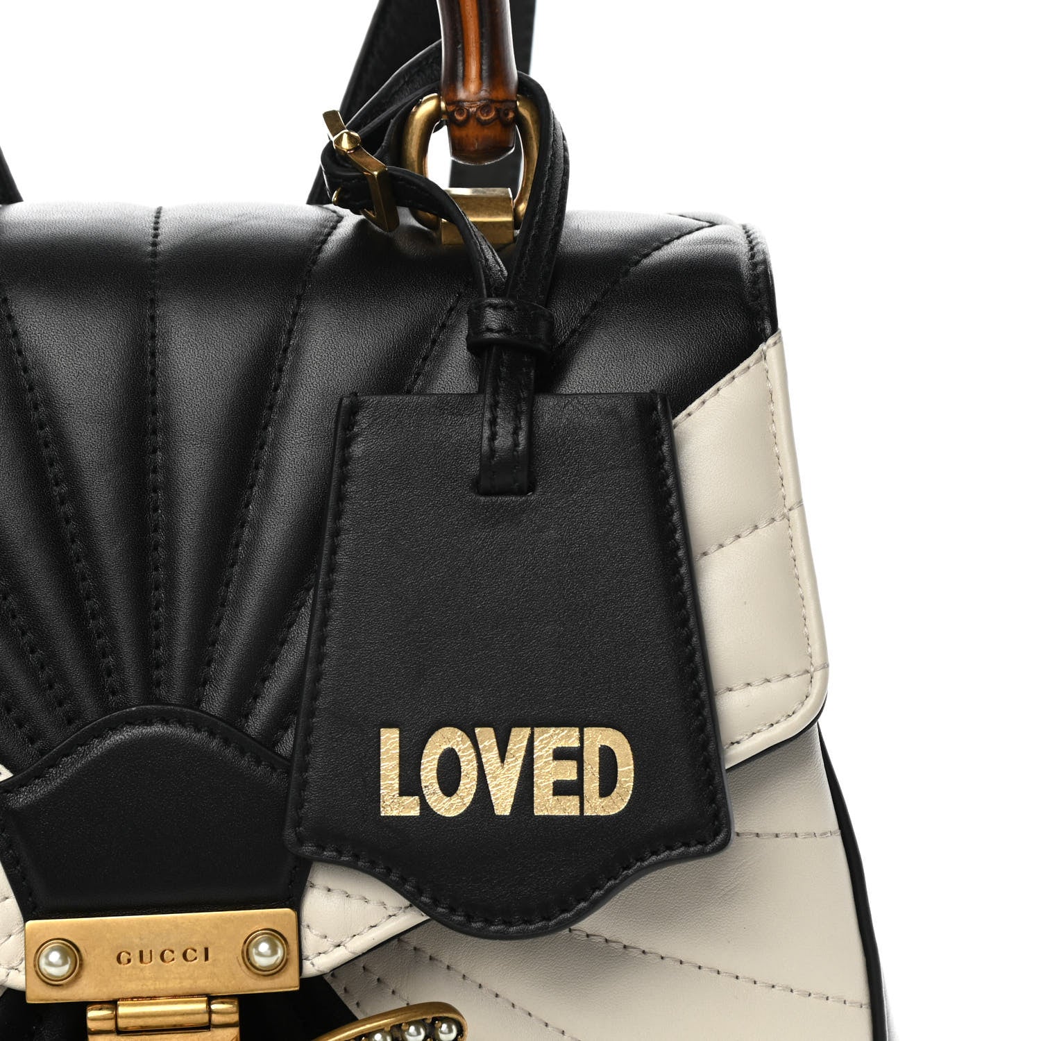 Gucci Calfskin Bamboo Trapuntata Queen Margaret Backpack Mystic White Black 10 of 19