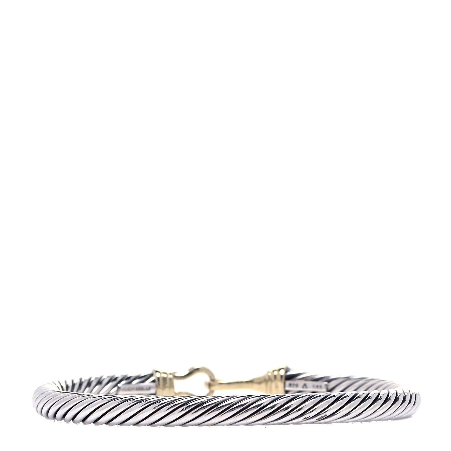 David Yurman Sterling Silver 14K Yellow Gold 5mm Cable Classic Buckle Bracelet 3 of 6