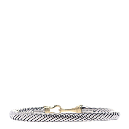 David Yurman Sterling Silver 14K Yellow Gold 5mm Cable Classic Buckle Bracelet 3 of 6