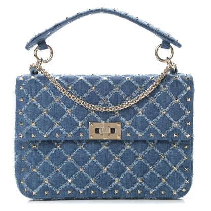 Valentino Garavani Denim Medium Rockstud Spike Shoulder Bag Denim 1 of 9