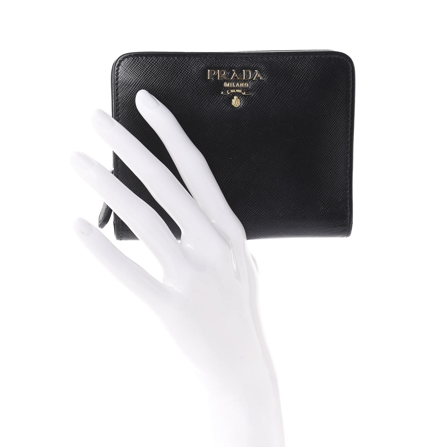 Saffiano Compact Bi-Fold Wallet Black