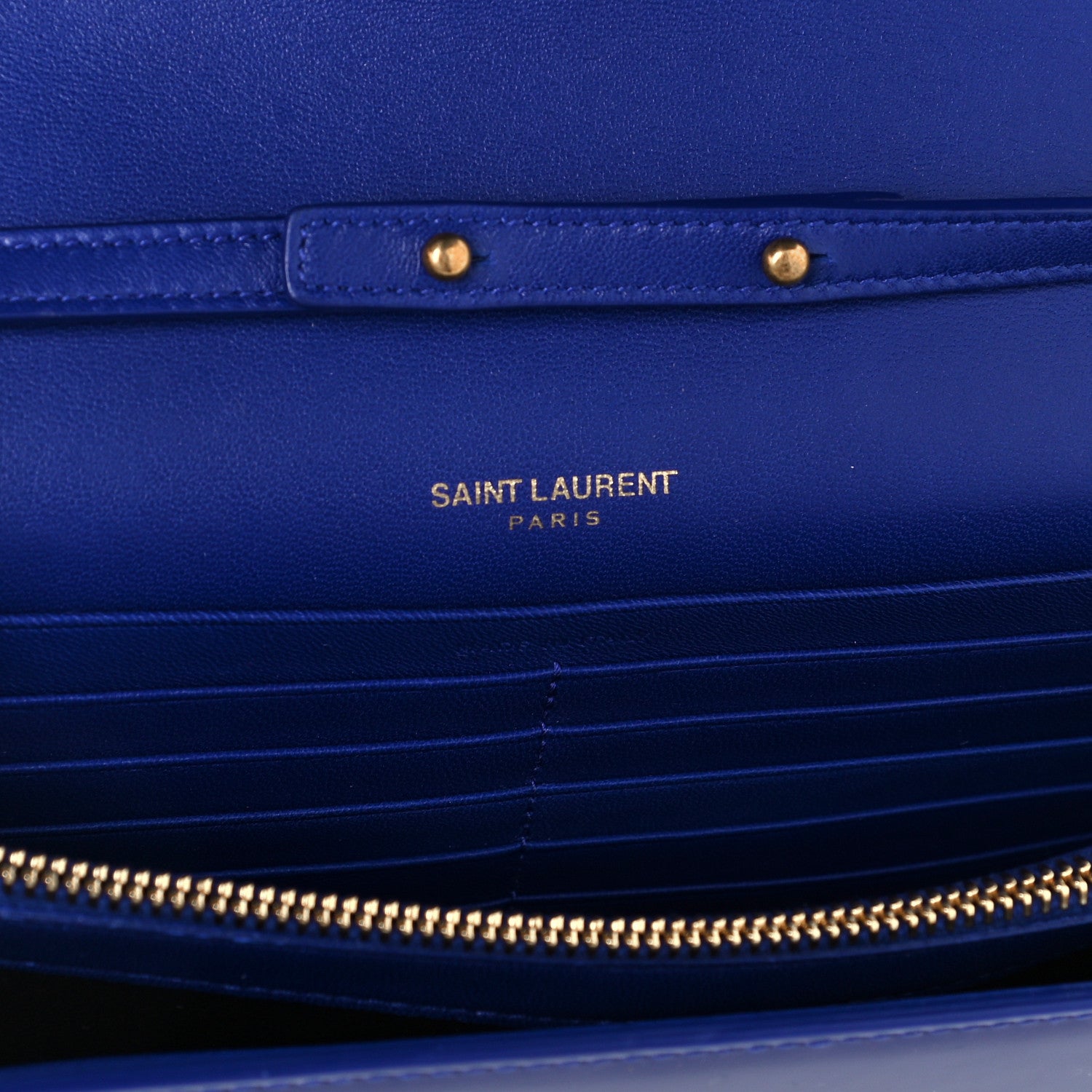 Saint Laurent Patent Calfskin Monogram Kate Wallet On Chain Royal Blue 6 of 10