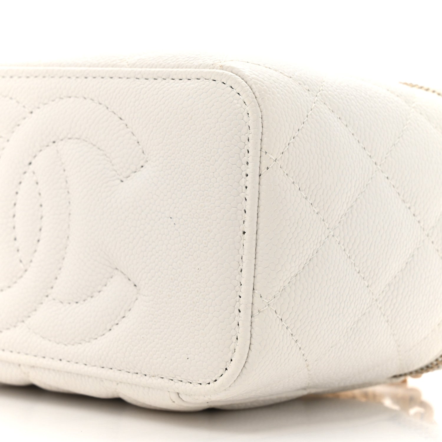 Chanel Caviar Quilted Sweetheart Vanity Case White 10 of 11