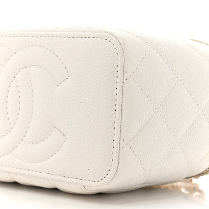 Chanel Caviar Quilted Sweetheart Vanity Case White 10 of 11