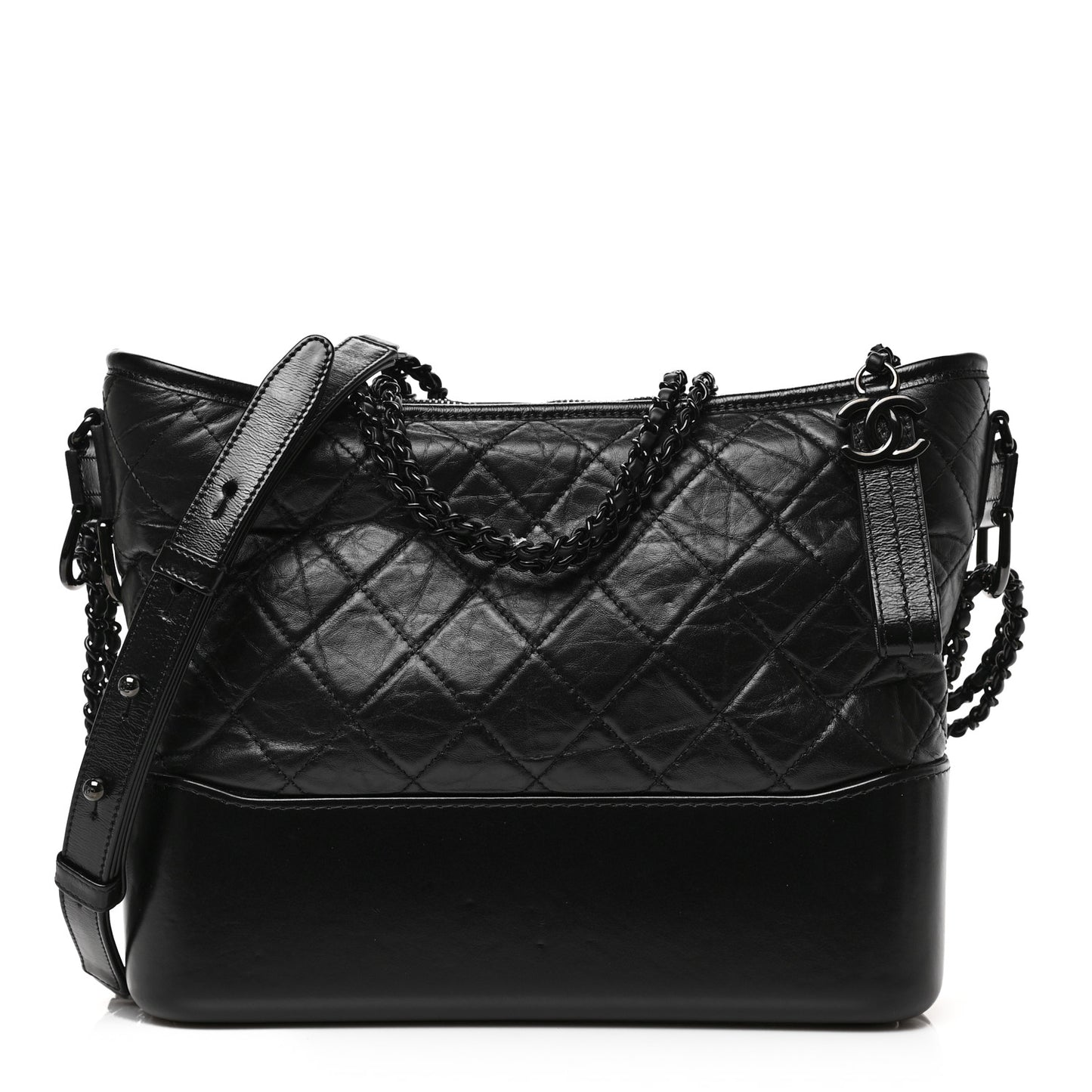 Aged Calfskin Quilted Medium Gabrielle Hobo So Black