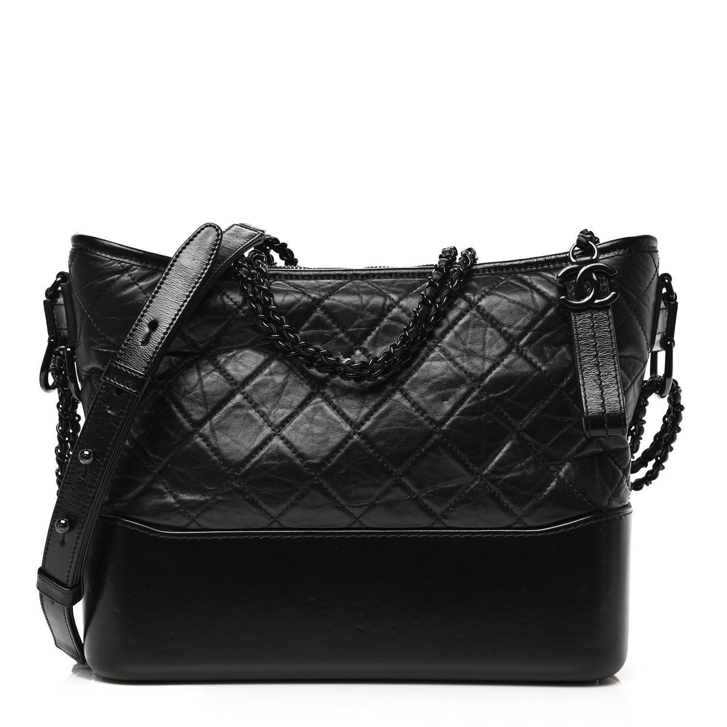 Chanel Aged Calfskin Quilted Medium Gabrielle Hobo So Black 1 of 9