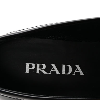 Prada Spazzolato Metal Triangle Logo Loafers 36 Black 8 of 10