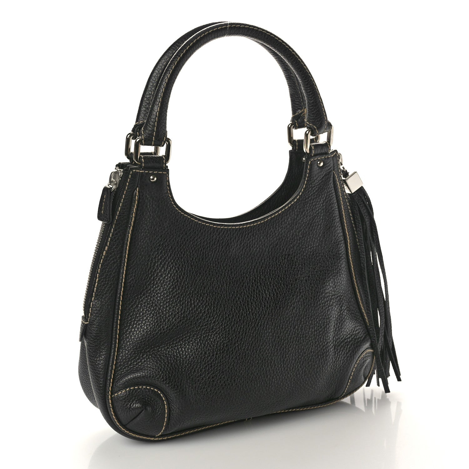 Chanel Grained Calfskin Tassel Hobo Black 3 of 10