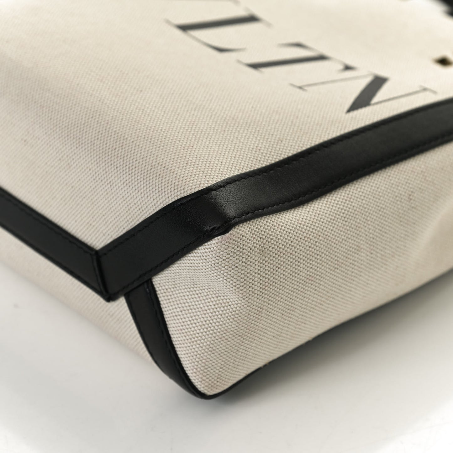 Canvas VLTN Print Tote Black Ivory
