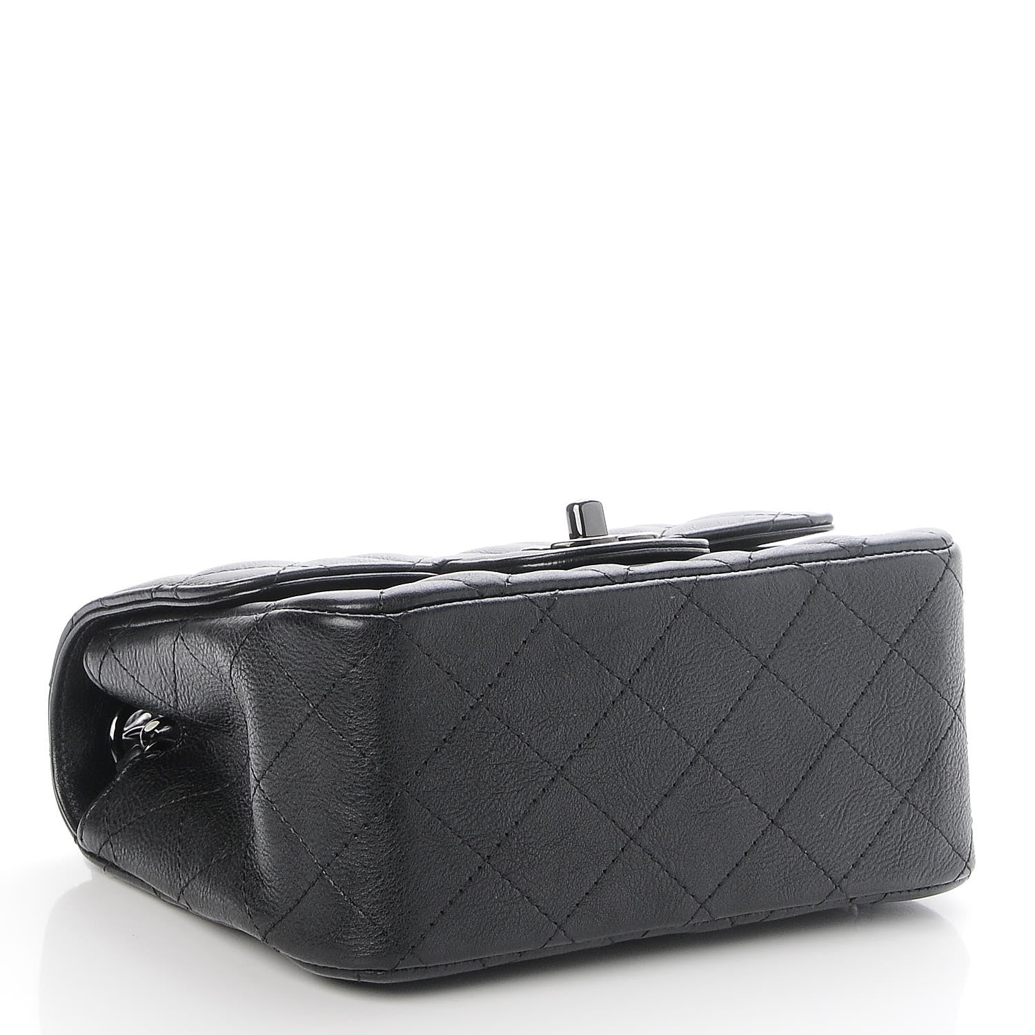Chanel Crumpled Calfskin Quilted Mini Square Flap So Black 4 of 8