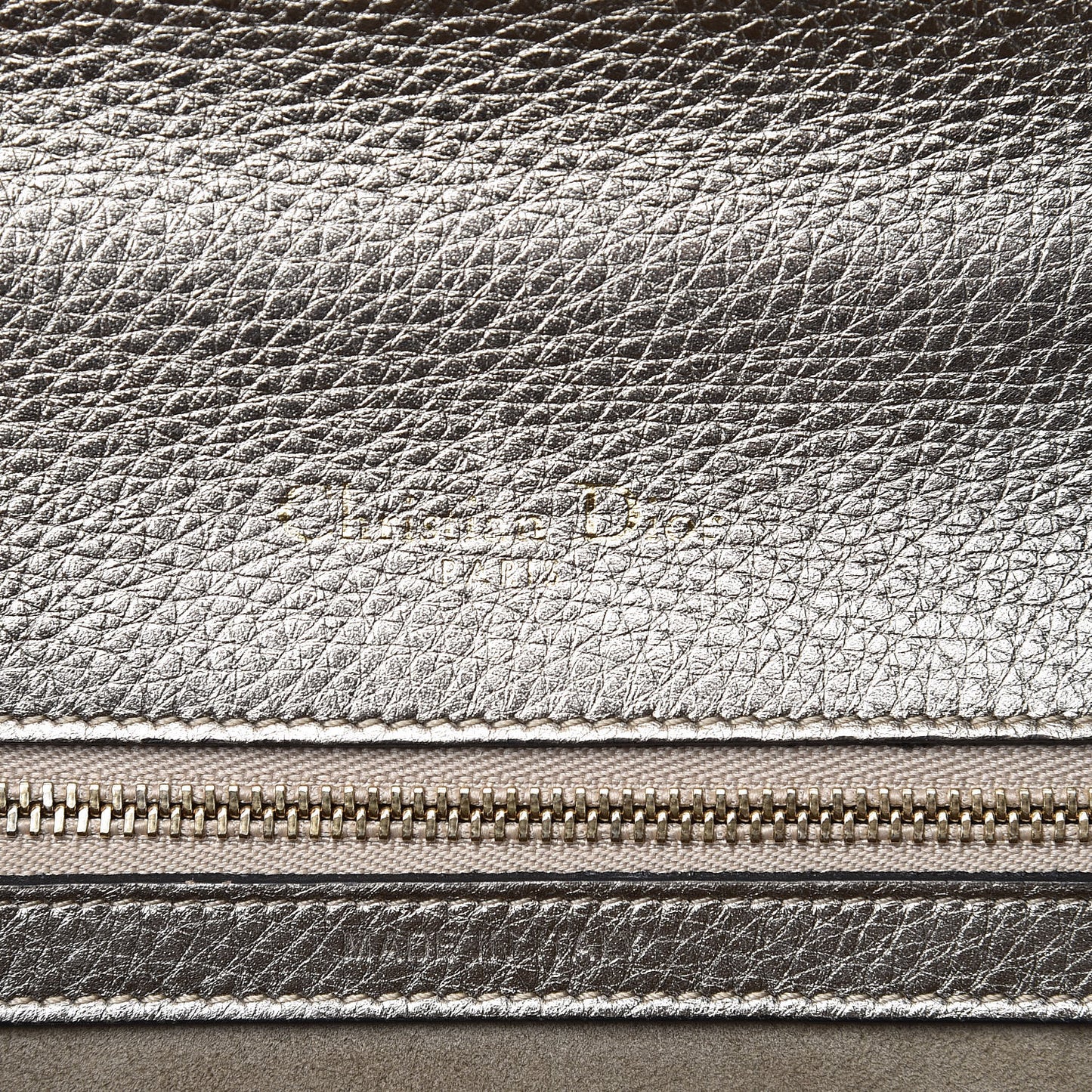 Metallic Grained Calfskin Medium Diorama Flap Bag Gold
