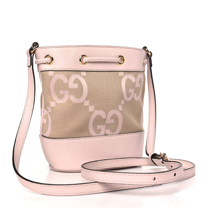 Gucci Monogram Jumbo GG Textured Dollar Calfskin Mini Ophidia Bucket Bag Beige Perfect Pink 3 of 11
