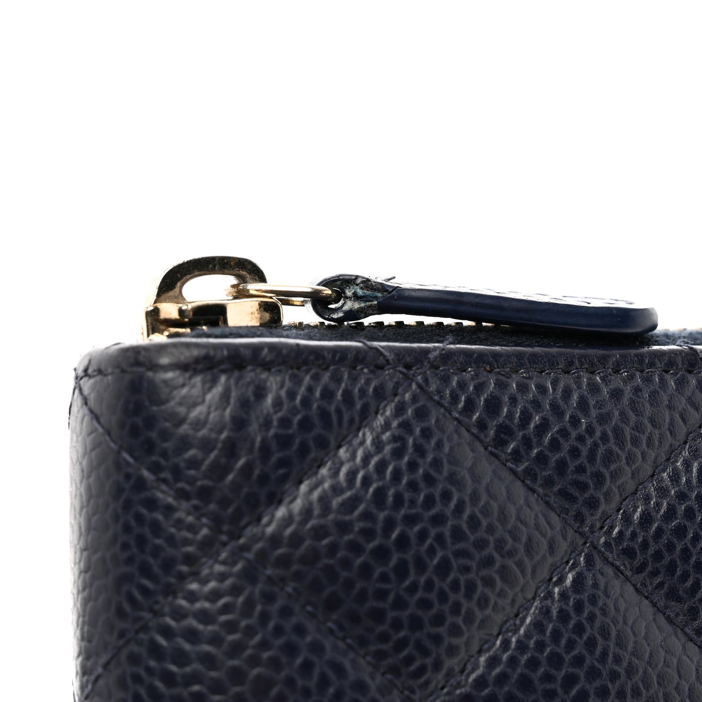 Caviar Quilted Large Gusset Zip Around Wallet Navy