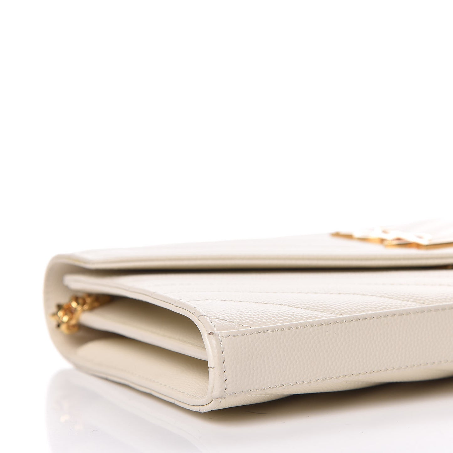 Grain De Poudre Matelasse Chevron Monogram Chain Wallet Porcellana