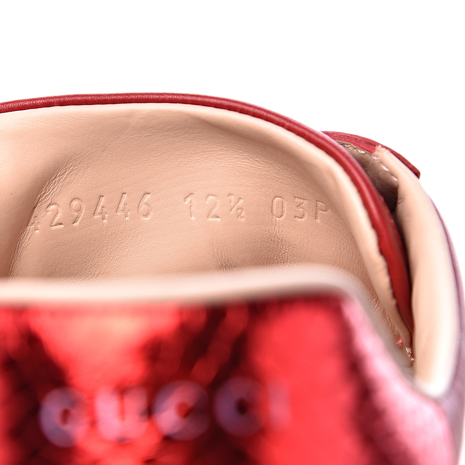 Gucci Miro Soft Calfskin Laminated Ayers Web Bee Embroidered Mens Ace Sneakers 12.5 Hibiscus Red Red Flame Notte 9 of 11
