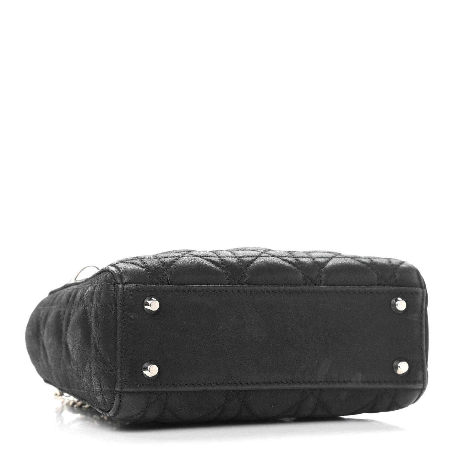 Metallic Calfskin Cannage Mini Lady Dior Black