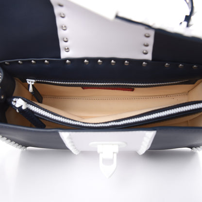 Valentino Garavani Vitello Colorblock Small Free Rockstud Single Handle Flap Bag Marine Optic White 5 of 8