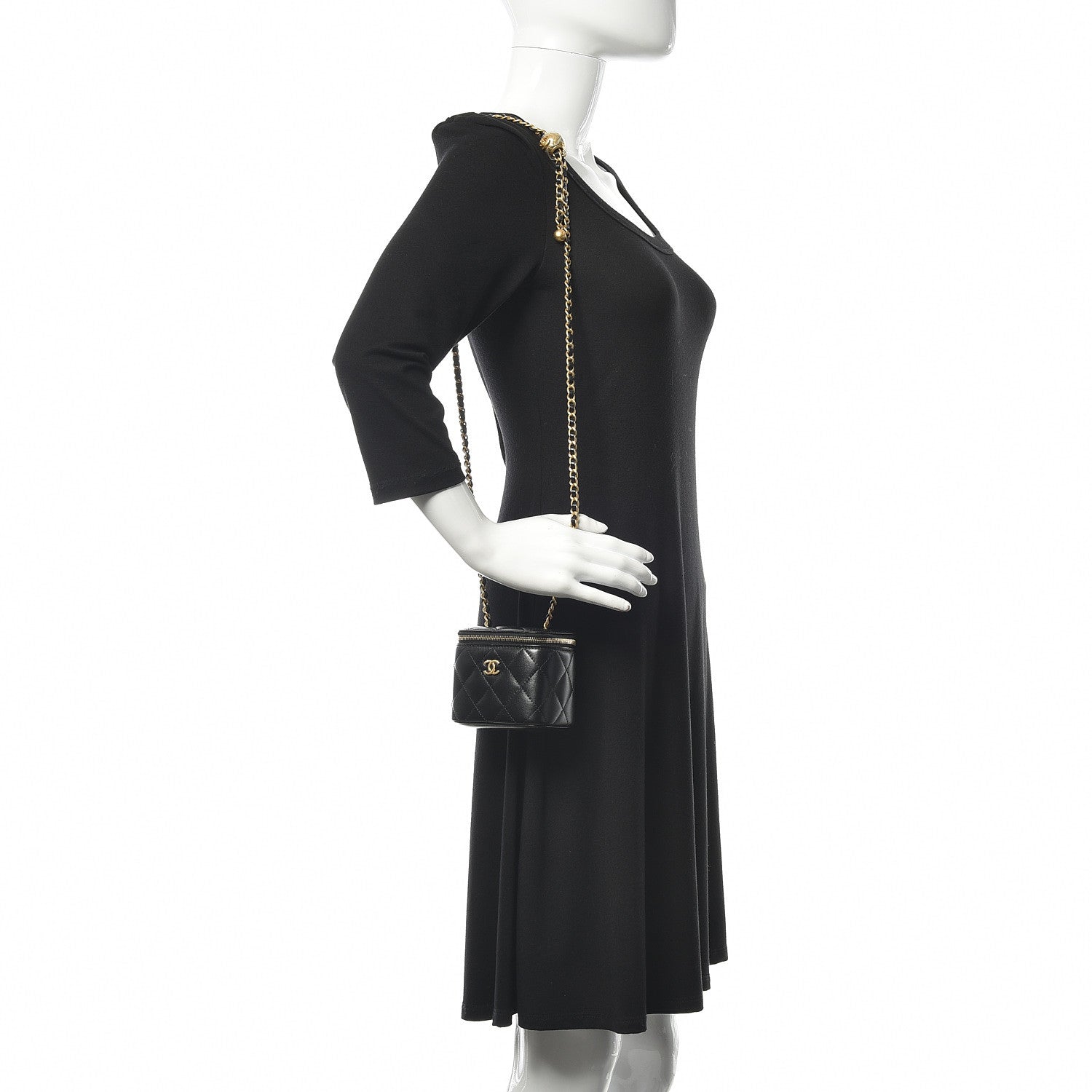 Chanel Lambskin Quilted Pearl Crush Box With Chain Black 2 of 11