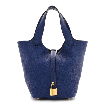 Hermes Taurillon Clemence Picotin Lock 18 PM Bleu Saphir 1 of 11