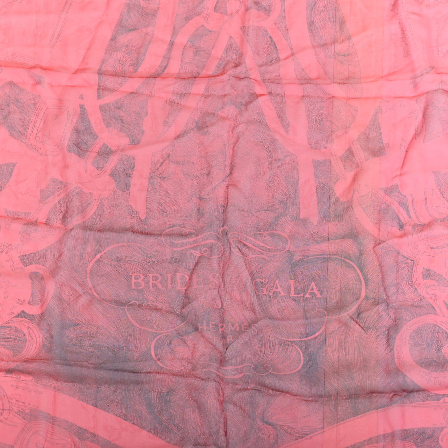 Hermes Silk Mousseline Brides De Gala En Finesse Shawl 140 Rose Indien Black 2 of 4