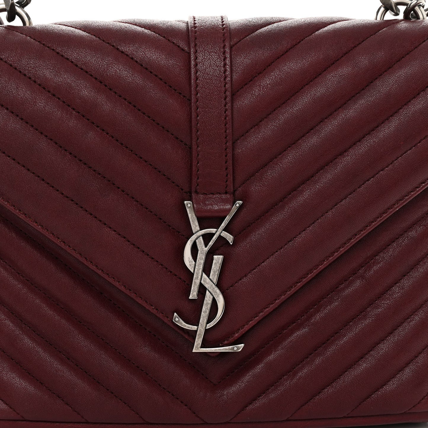 Calfskin Matelasse Chevron Monogram Medium College Bag Brick