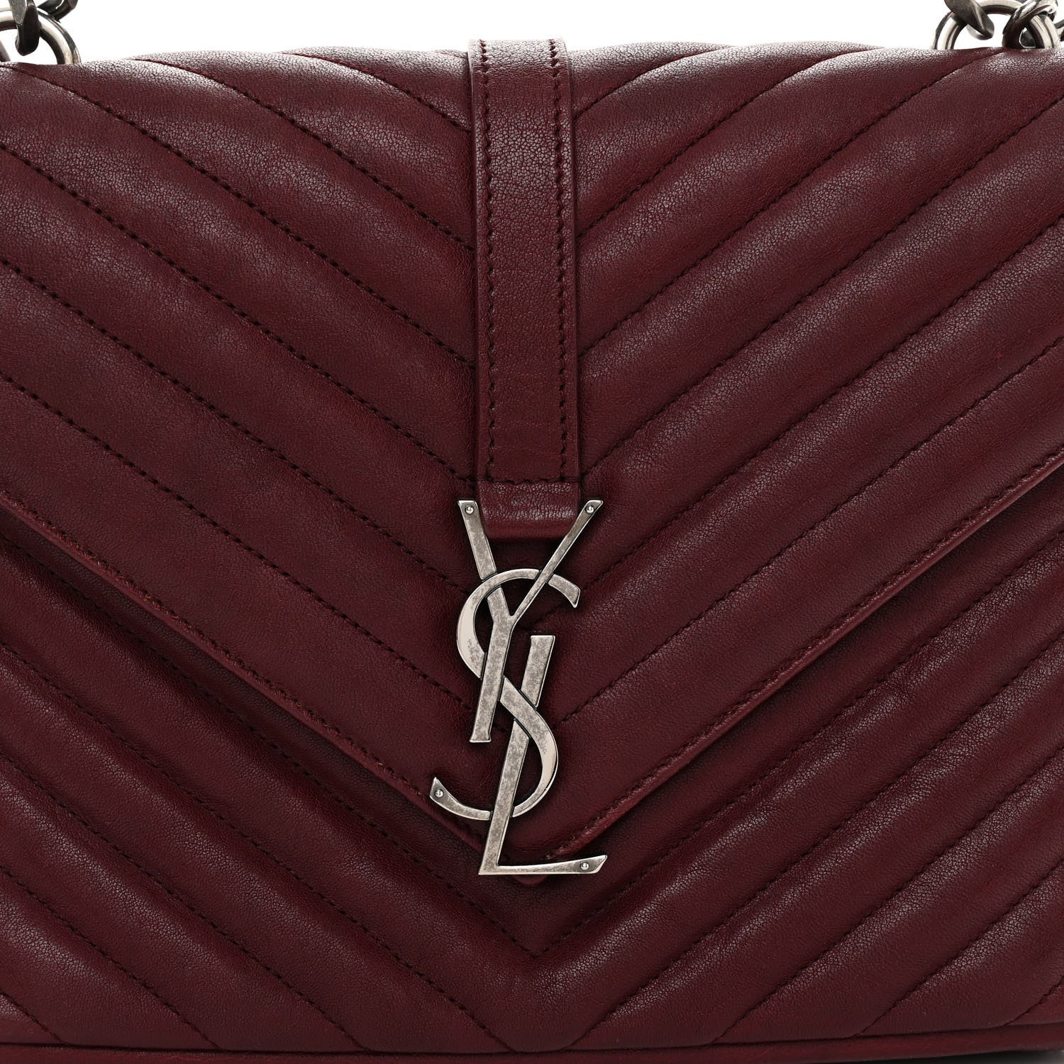 Saint Laurent Calfskin Matelasse Chevron Monogram Medium College Bag Brick 8 of 11