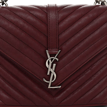 Saint Laurent Calfskin Matelasse Chevron Monogram Medium College Bag Brick 8 of 11