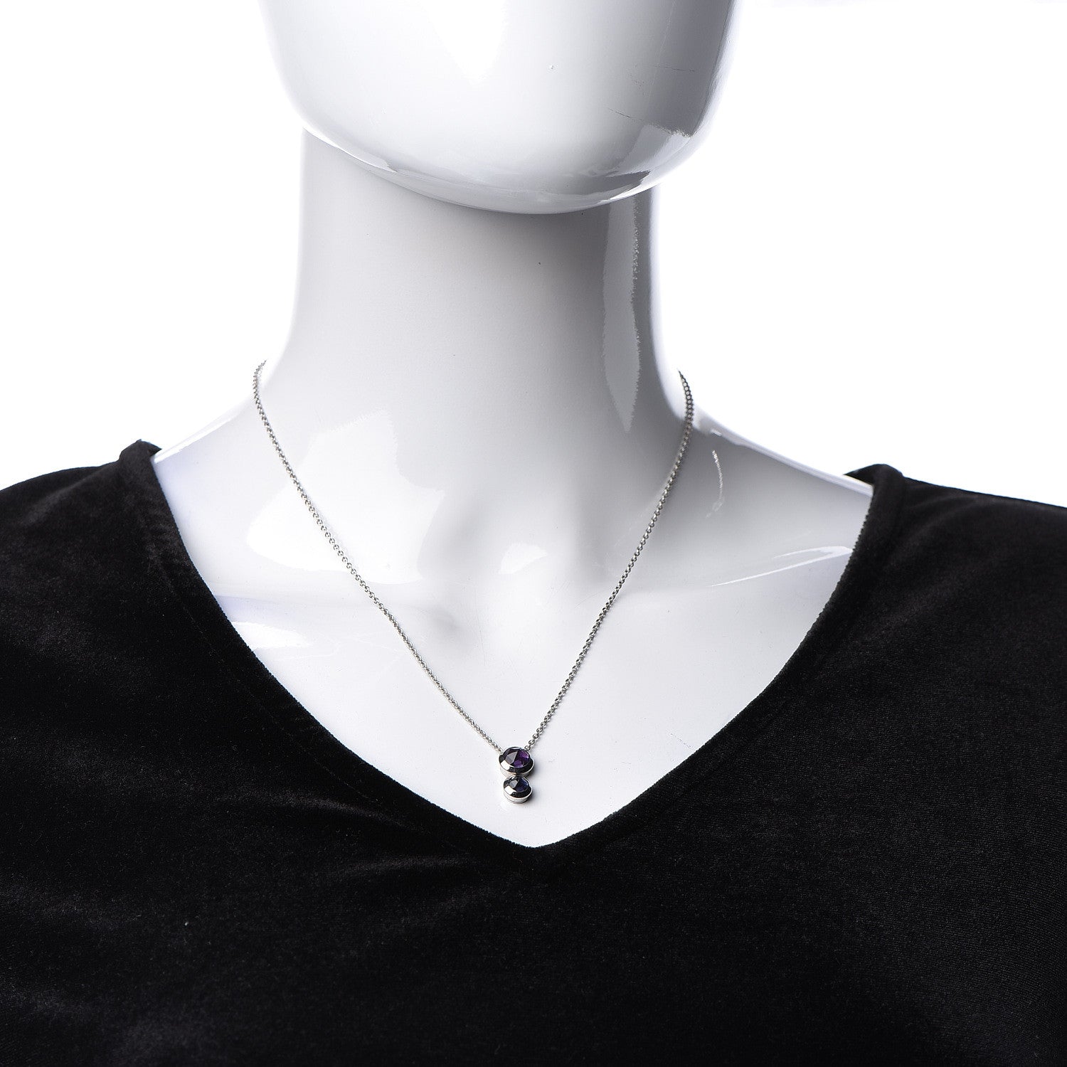 Tiffany 18K White Gold Amethyst Iolite Drop Pendant Necklace 2 of 6