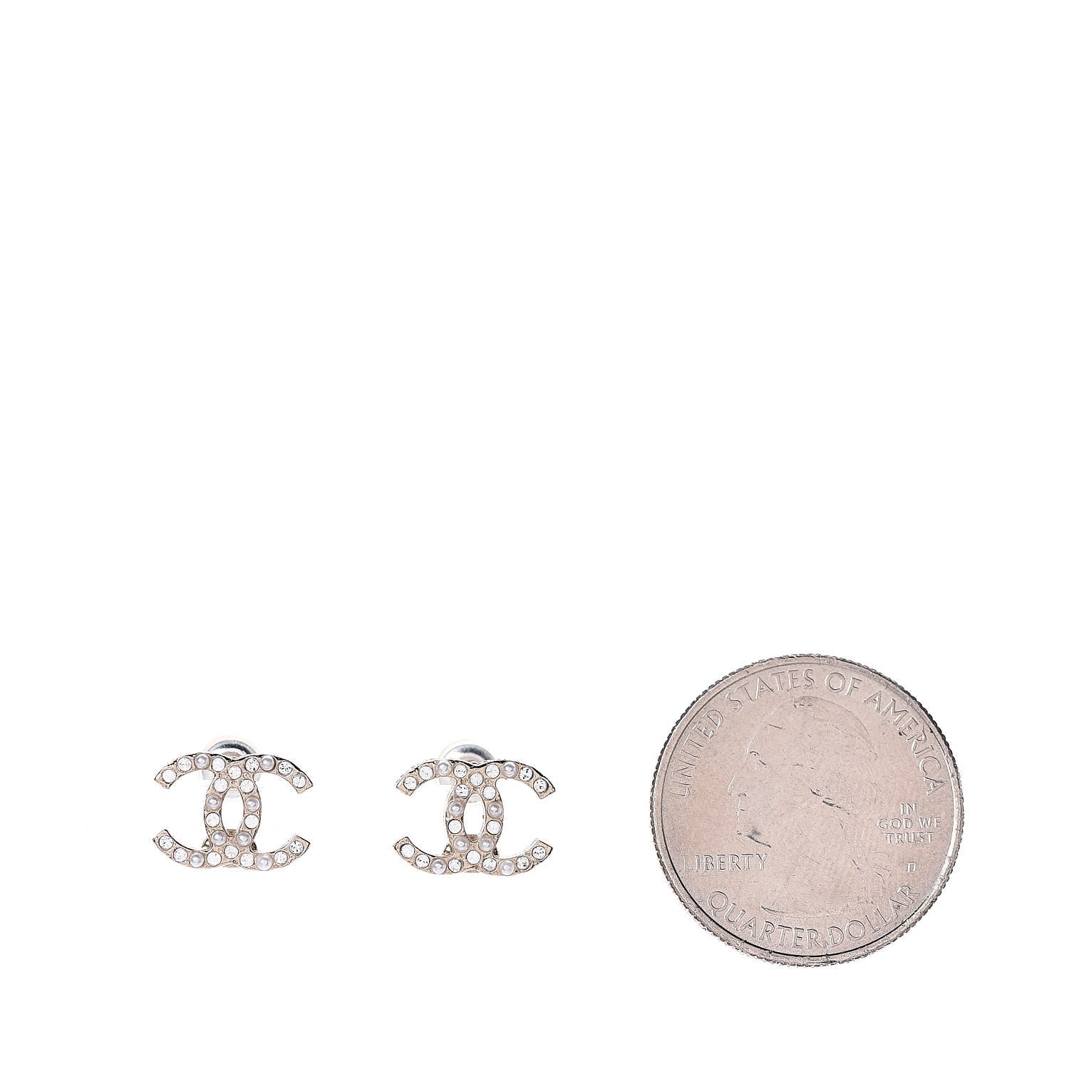 Chanel Crystal Pearl CC Earrings Light Gold 2 of 4