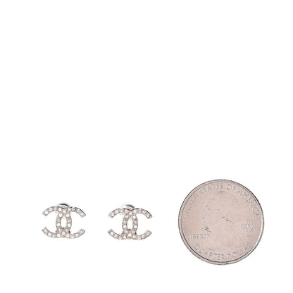 Chanel Crystal Pearl CC Earrings Light Gold 2 of 4