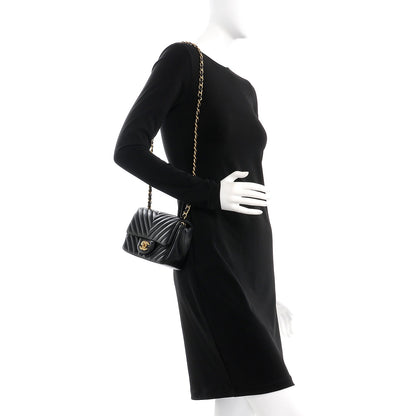 Chanel Lambskin Chevron Quilted Mini Square Flap Black 2 of 8