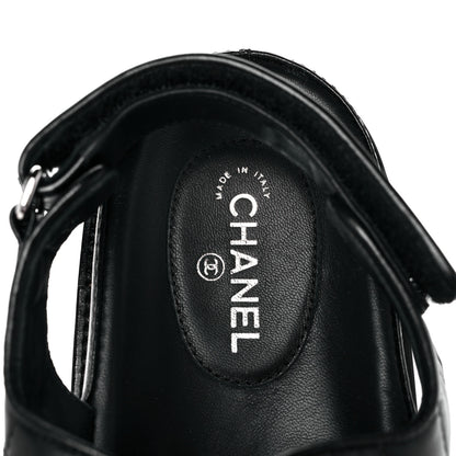 Chanel Lambskin Velcro Dad Sandals 37.5 Black 7 of 9