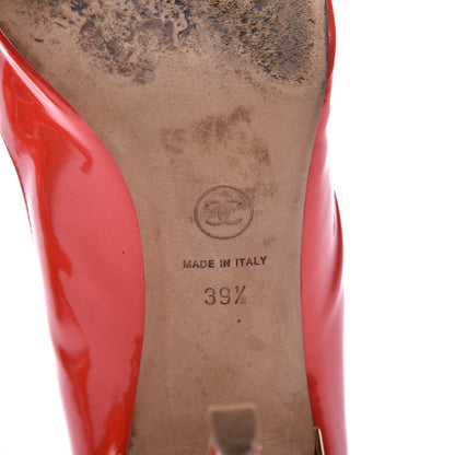 Chanel Patent Calfskin CC Peep Toe Pumps 39.5 Rouge Clair 8 of 12
