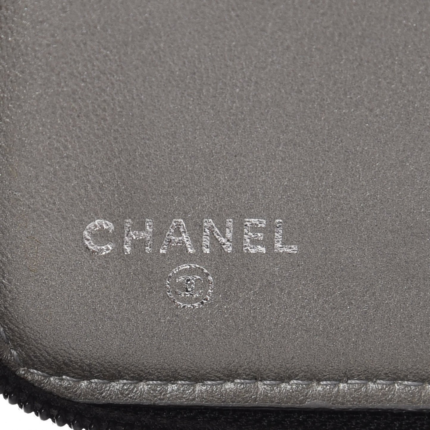 Lambskin Camellia Embossed Zip Around Organizer Wallet Black
