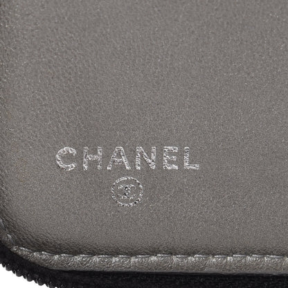 Chanel Lambskin Camellia Embossed Zip Around Organizer Wallet Black 7 of 10