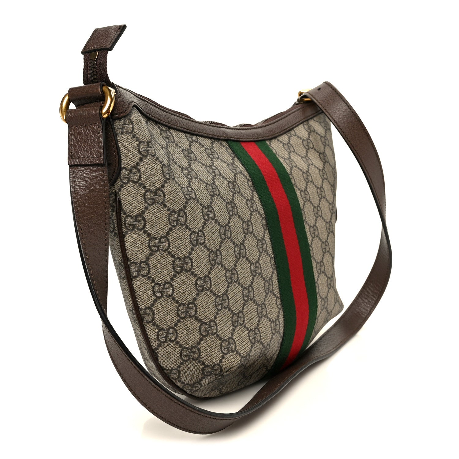 Gucci GG Supreme Monogram Web Small Ophidia Half Moon Hobo Brown 3 of 11