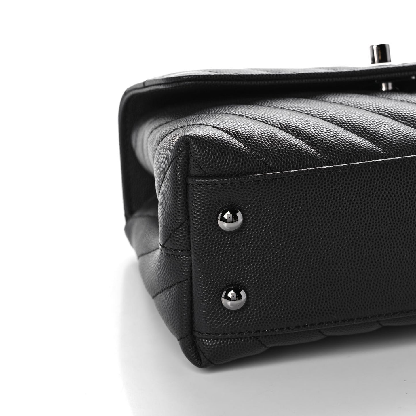 Caviar Chevron Quilted Mini Coco Handle Flap Dark Grey