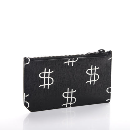 Saint Laurent Grain de Poudre Dollar Print 5 Fragments Zip Pouch Card Holder Black 3 of 8