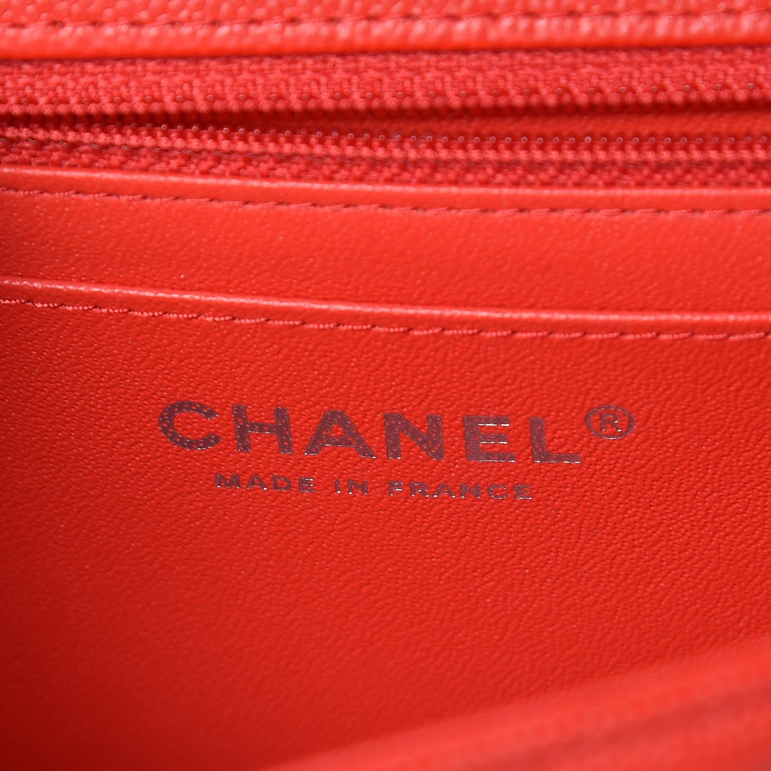 Chanel Caviar Chevron Quilted Mini Rectangular Flap Red 6 of 12